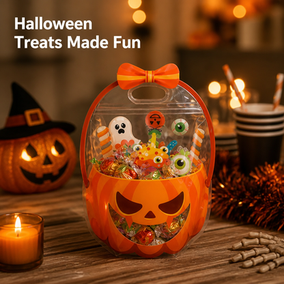 Bolsas transparentes para dulces con cierre y forma de calabaza
