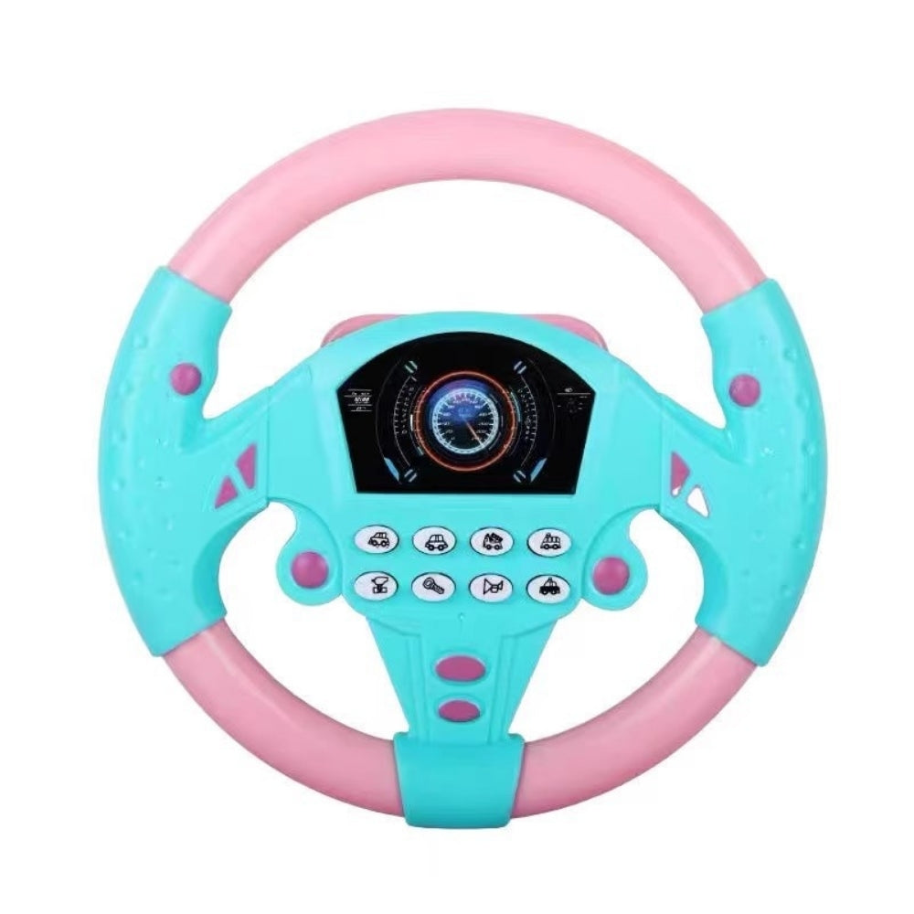 Volante interactivo de juego para niños visto de frente