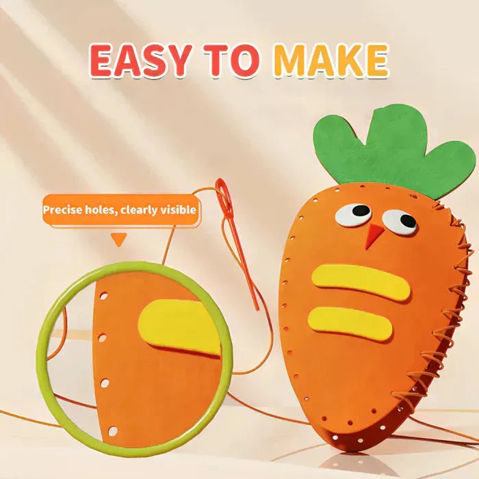 Actividad creativa de costura infantil para desarrollar habilidades manuales