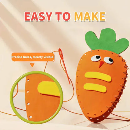Actividad creativa de costura infantil para desarrollar habilidades manuales