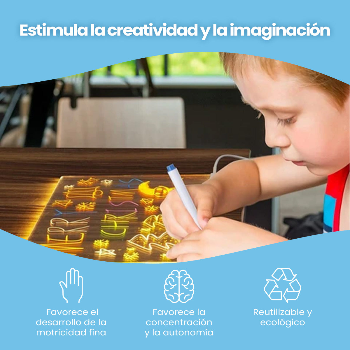 Pizarra luminosa con LED para dibujar