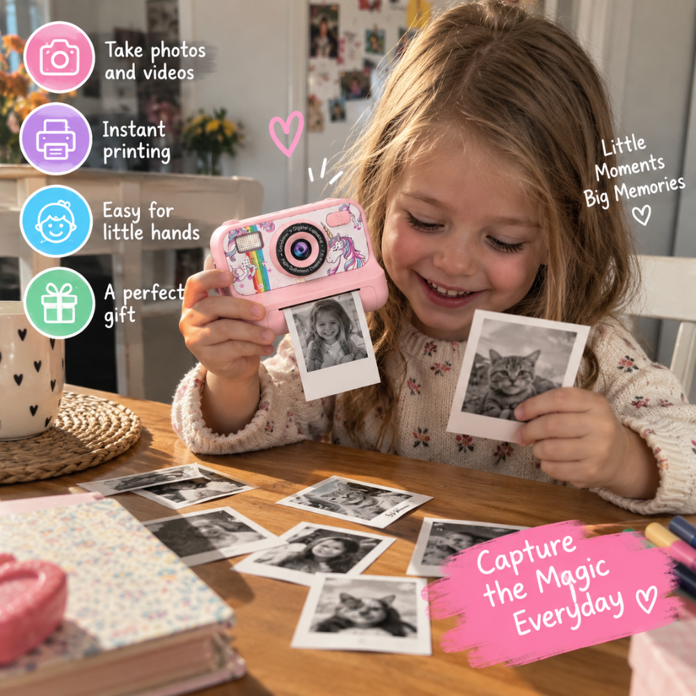 Cámara instantánea infantil lista para capturar momentos especiales