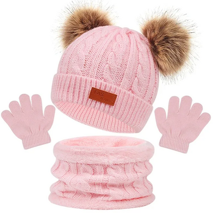 Set Invernal Infantil Con Gorro Bufanda y Guantes