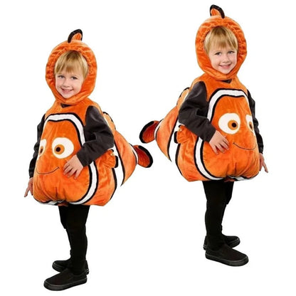 Disfraz infantil de pez mostrado de cuerpo completo