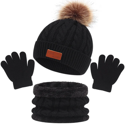 Set Invernal Infantil Con Gorro Bufanda y Guantes