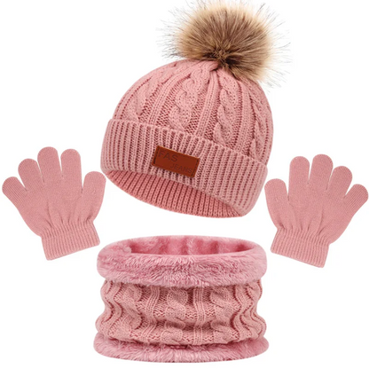 Set Invernal Infantil Con Gorro Bufanda y Guantes