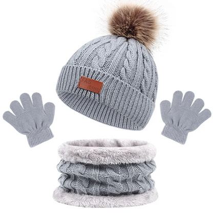 Set Invernal Infantil Con Gorro Bufanda y Guantes