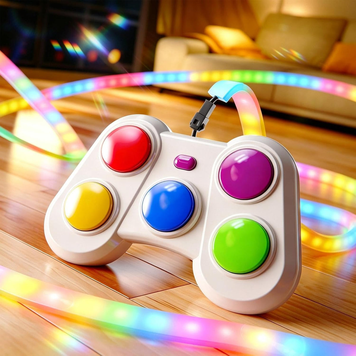 Juego de reacción con luces y botones de colores