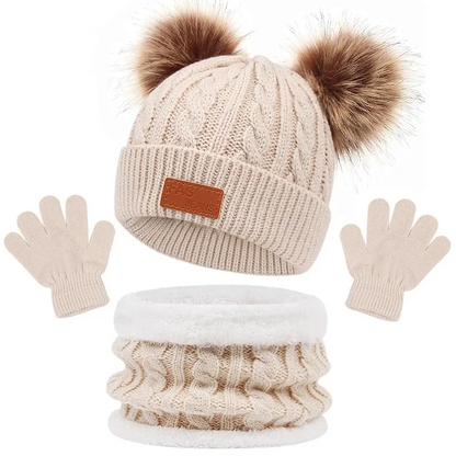 Set Invernal Infantil Con Gorro Bufanda y Guantes