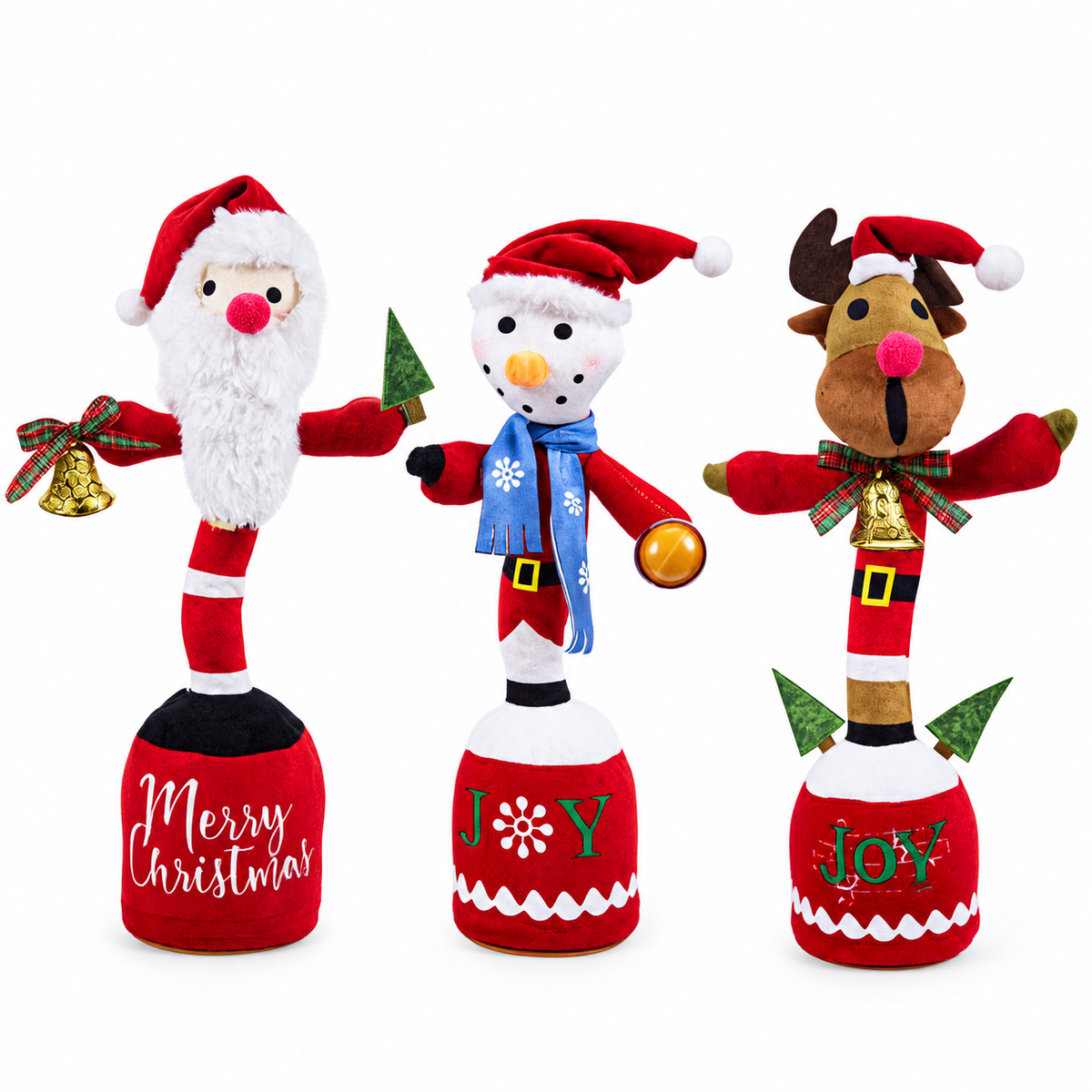 Peluche de reno navideño presentado como decoración festiva