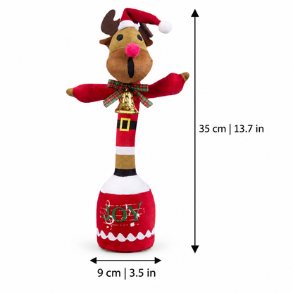 Peluche de reno navideño mostrado de frente