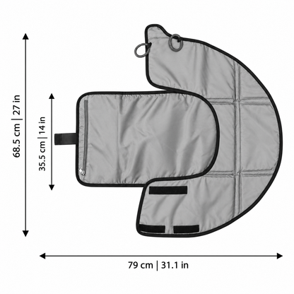 Vista del cambiador impermeable para bebé extendido para facilitar el cambio de pañal