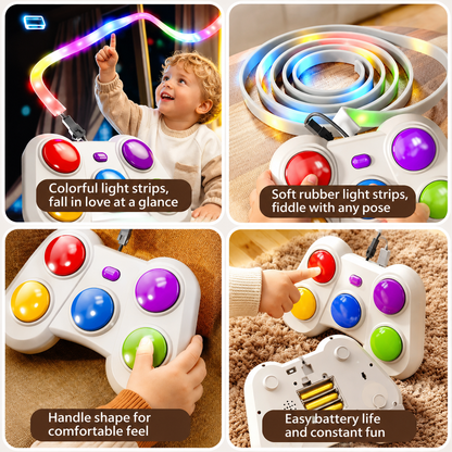 Persona presionando los botones de colores del juego