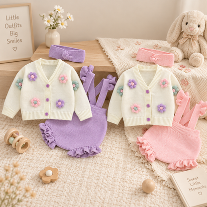 Conjunto de ropa para bebé con chaleco, overol y diadema