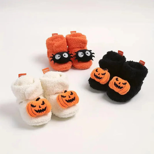 Pantuflas infantiles de Halloween sin cordones y con forro de felpa