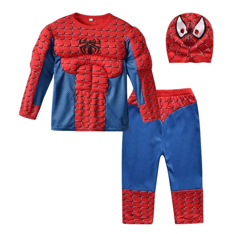 Conjunto de disfraz de superhéroe para niño, detalle del diseño musculoso