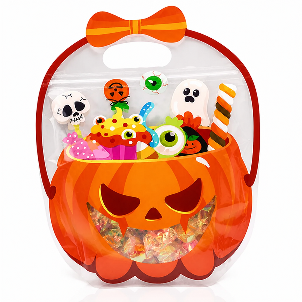 Bolsas Transparentes Para Dulces Cierre Y Forma De Calabaza