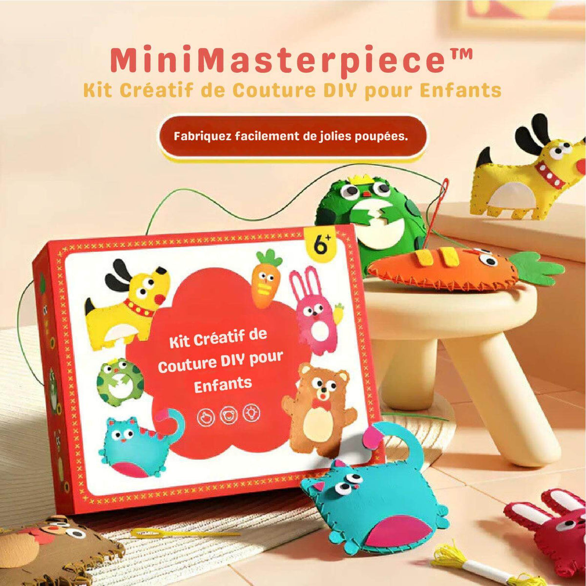 Materiales del kit de costura para crear proyectos artesanales en casa
