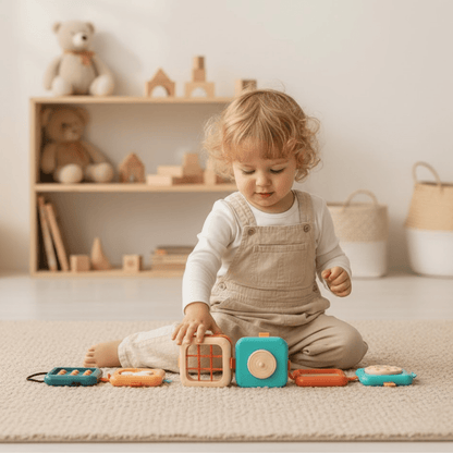 Cubo Interactivo Montessori 7 en 1 para Aprender - Niño Feliz