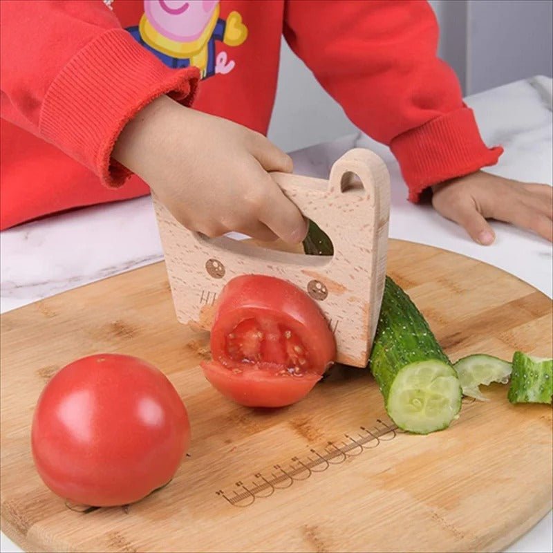 Cuchillo De Madera Para Niños Montessori - Niño Feliz