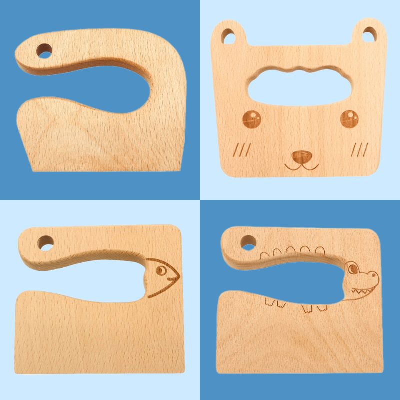 Cuchillo De Madera Para Niños Montessori - Niño Feliz