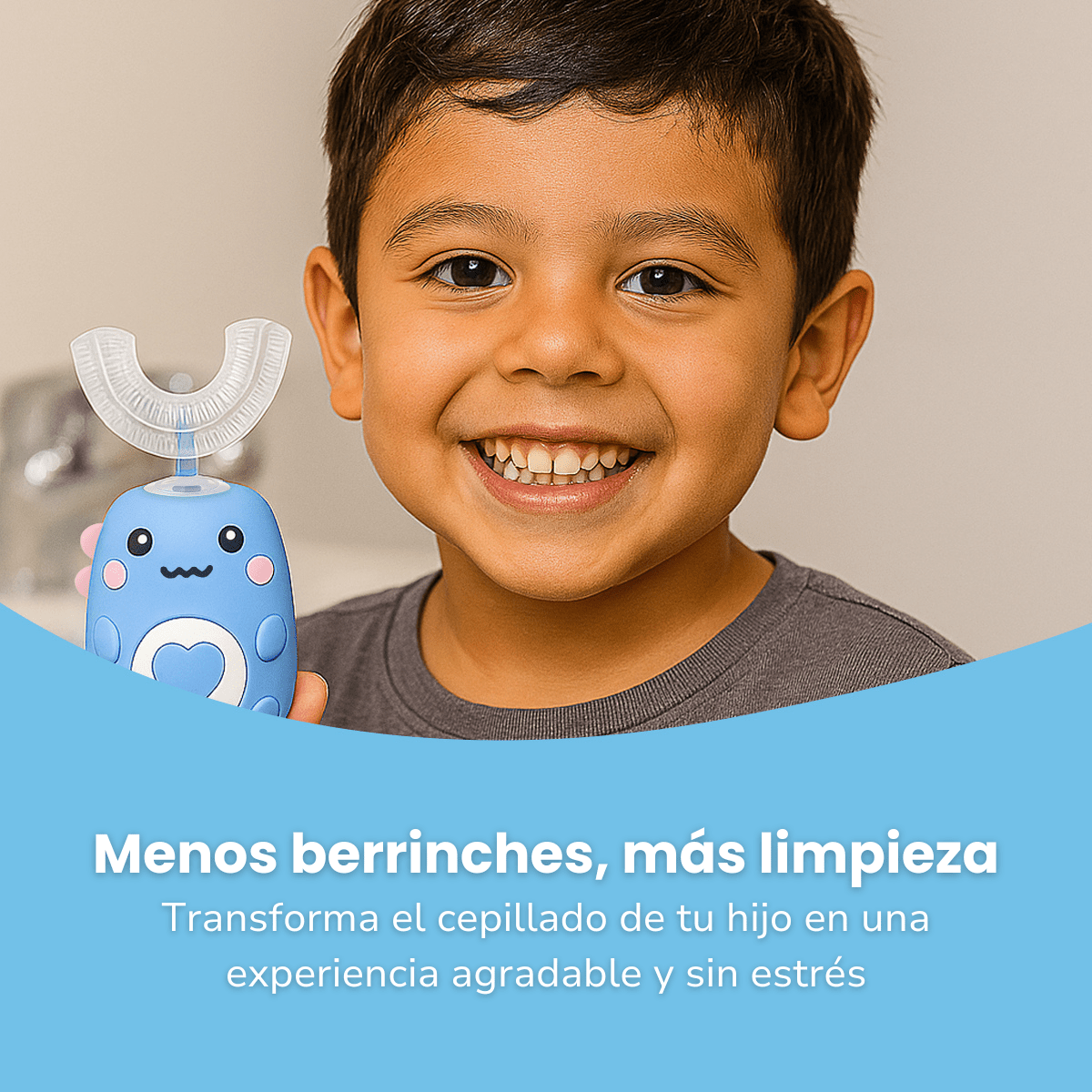 DinoCepillo™ | Cepillo de Dientes Eléctrico para Niños - Niño Feliz