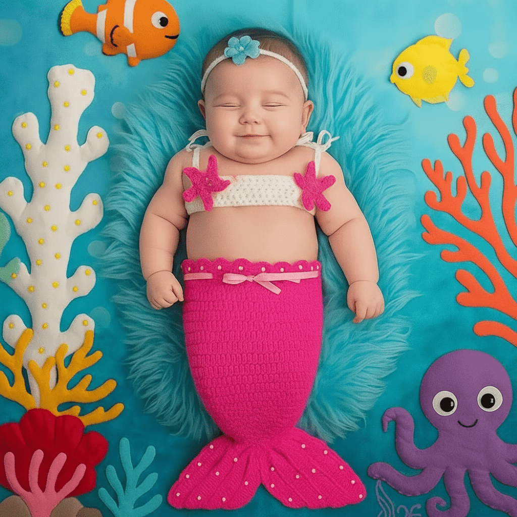 Disfraz De Sirena Para Bebé Con Cola Top Y Diadema - Niño Feliz