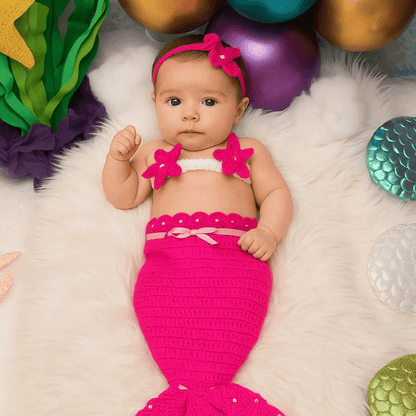 Disfraz De Sirena Para Bebé Con Cola Top Y Diadema - Niño Feliz