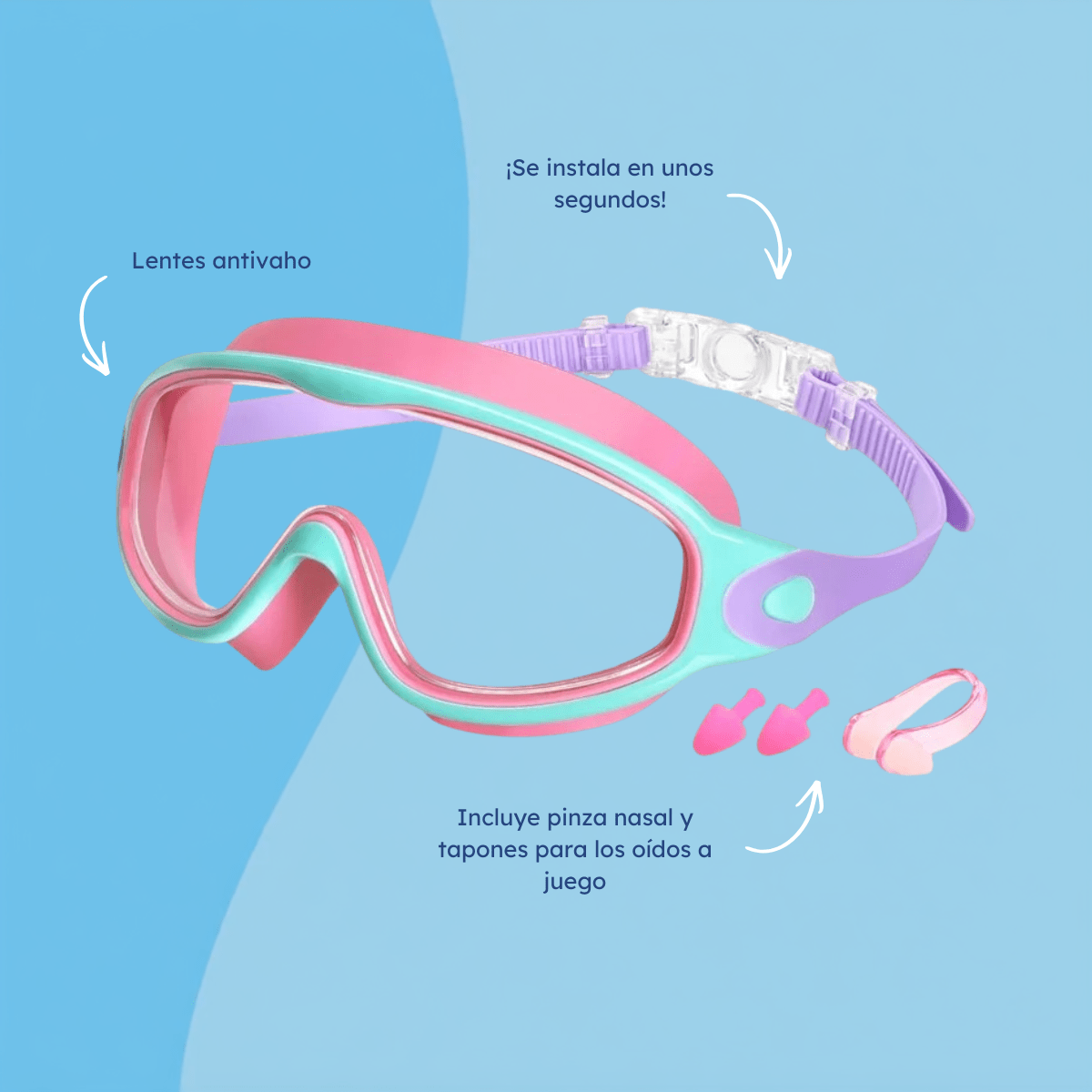 Gafas de natación con clip - Niño Feliz
