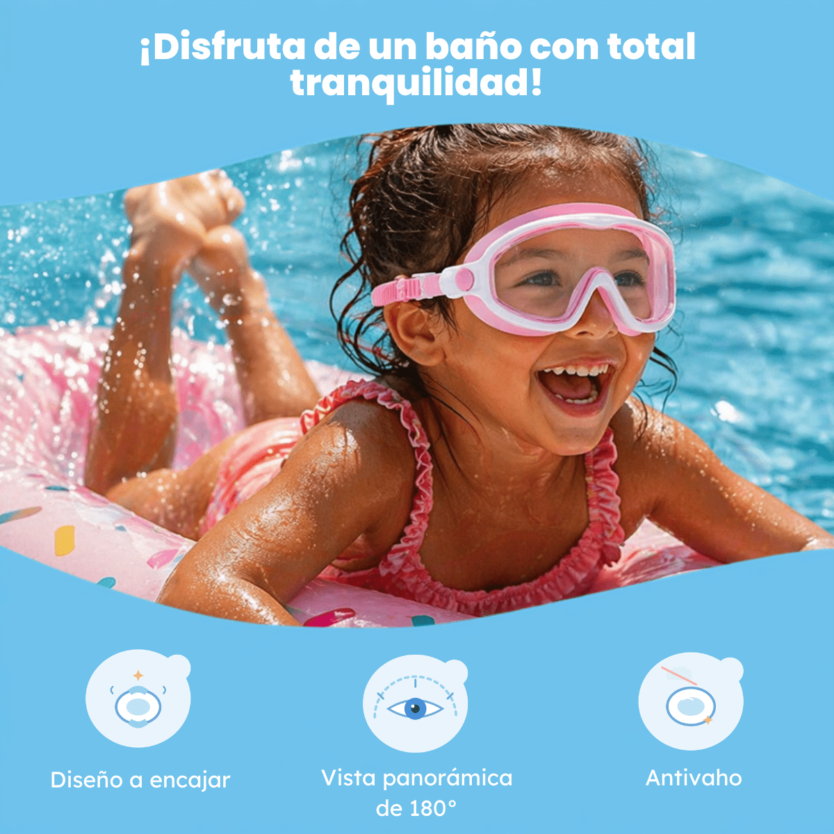 Gafas de natación con clip - Niño Feliz