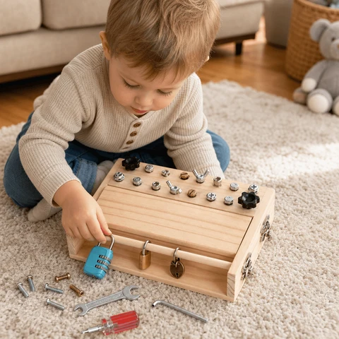Tablero De Actividades Montessori Con Cerraduras Y Herramientas