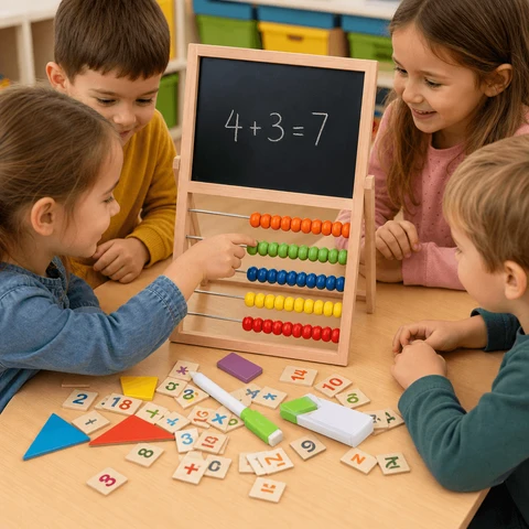 Tabla De Actividades Matemáticas De Madera Con Ábaco