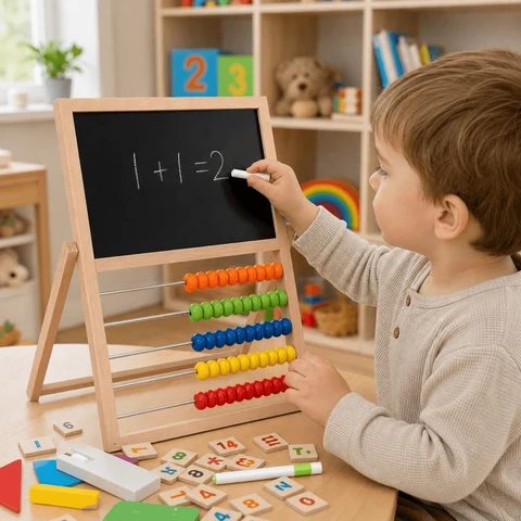 Tabla De Actividades Matemáticas De Madera Con Ábaco