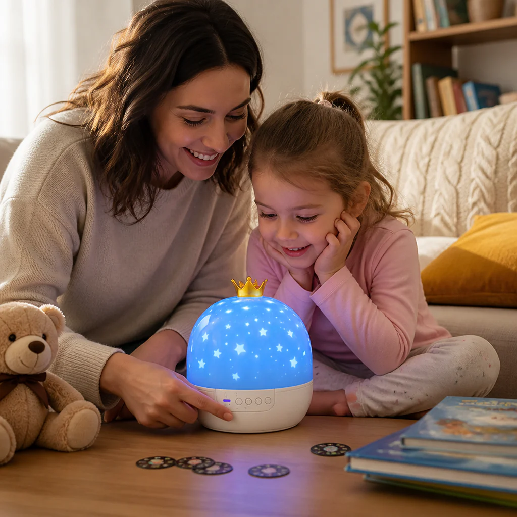 Luz Nocturna con Proyección de Cielo Estrellado