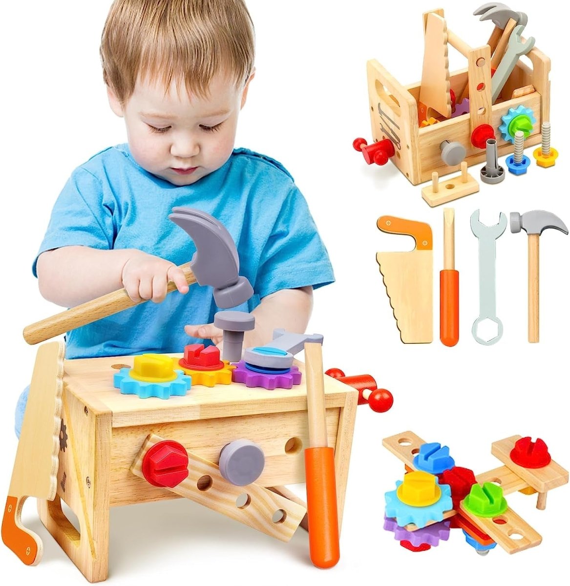 Juego de Herramientas de Madera con Caja 29 Piezas - Niño Feliz