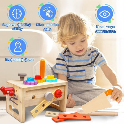 Juego de Herramientas de Madera con Caja 29 Piezas - Niño Feliz
