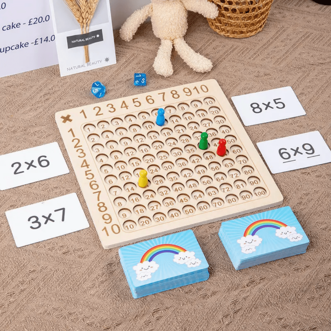 Juego De Mesa De Multiplicación De Madera Para Niños - Niño Feliz