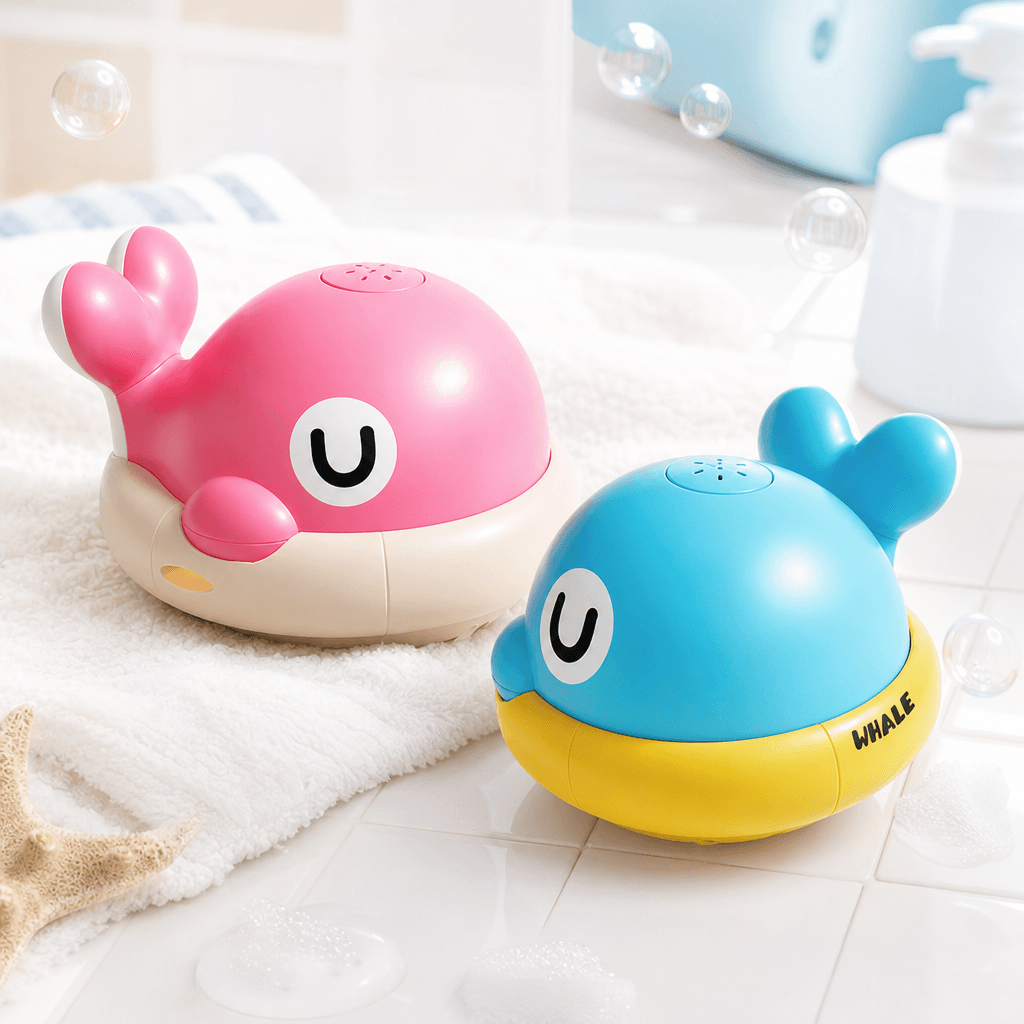 Juguete de Baño con Luz LED y Pulverizador de Agua - Niño Feliz