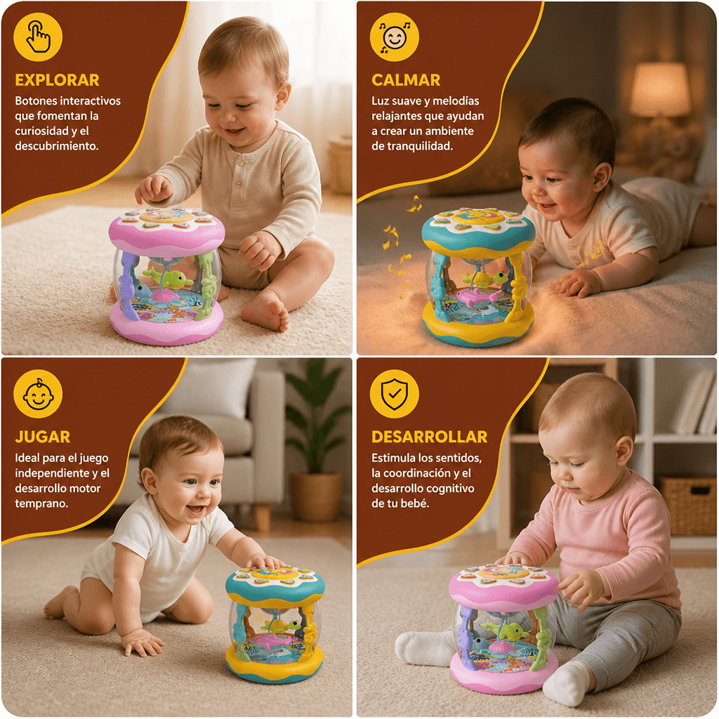 Juguete Musical Interactivo con Luces Montessori - Niño Feliz