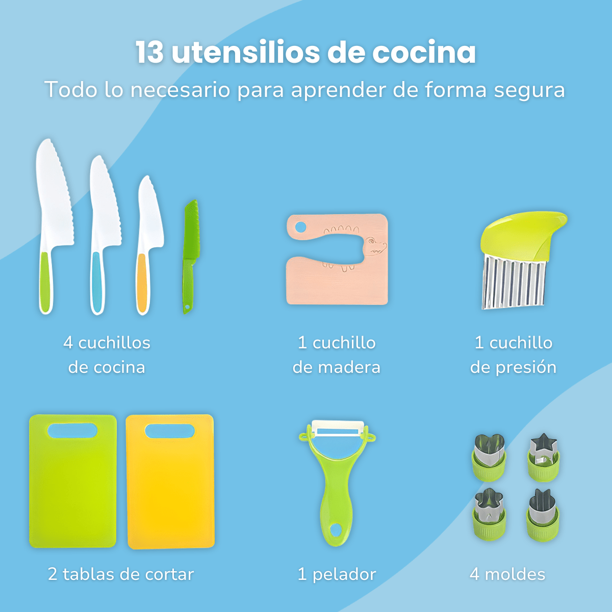Kit de Cocina Montessori 13 Piezas - Niño Feliz