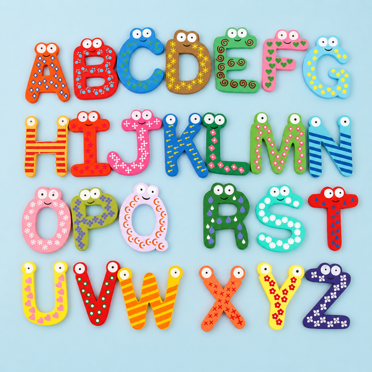 Letras Magnéticas De Madera Para Aprender El Abecedario - Niño Feliz