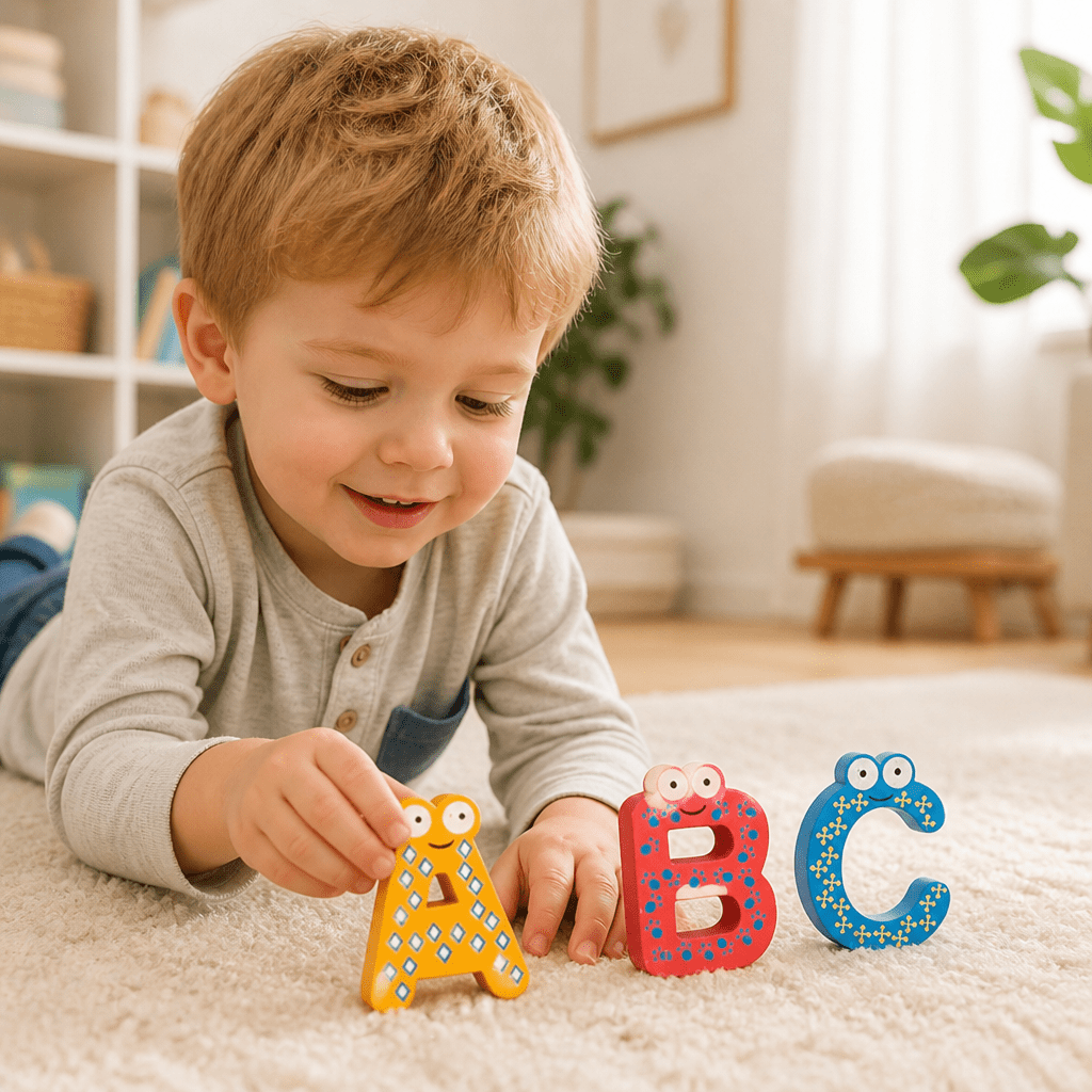 Letras Magnéticas De Madera Para Aprender El Abecedario - Niño Feliz