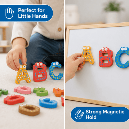 Letras Magnéticas De Madera Para Aprender El Abecedario - Niño Feliz