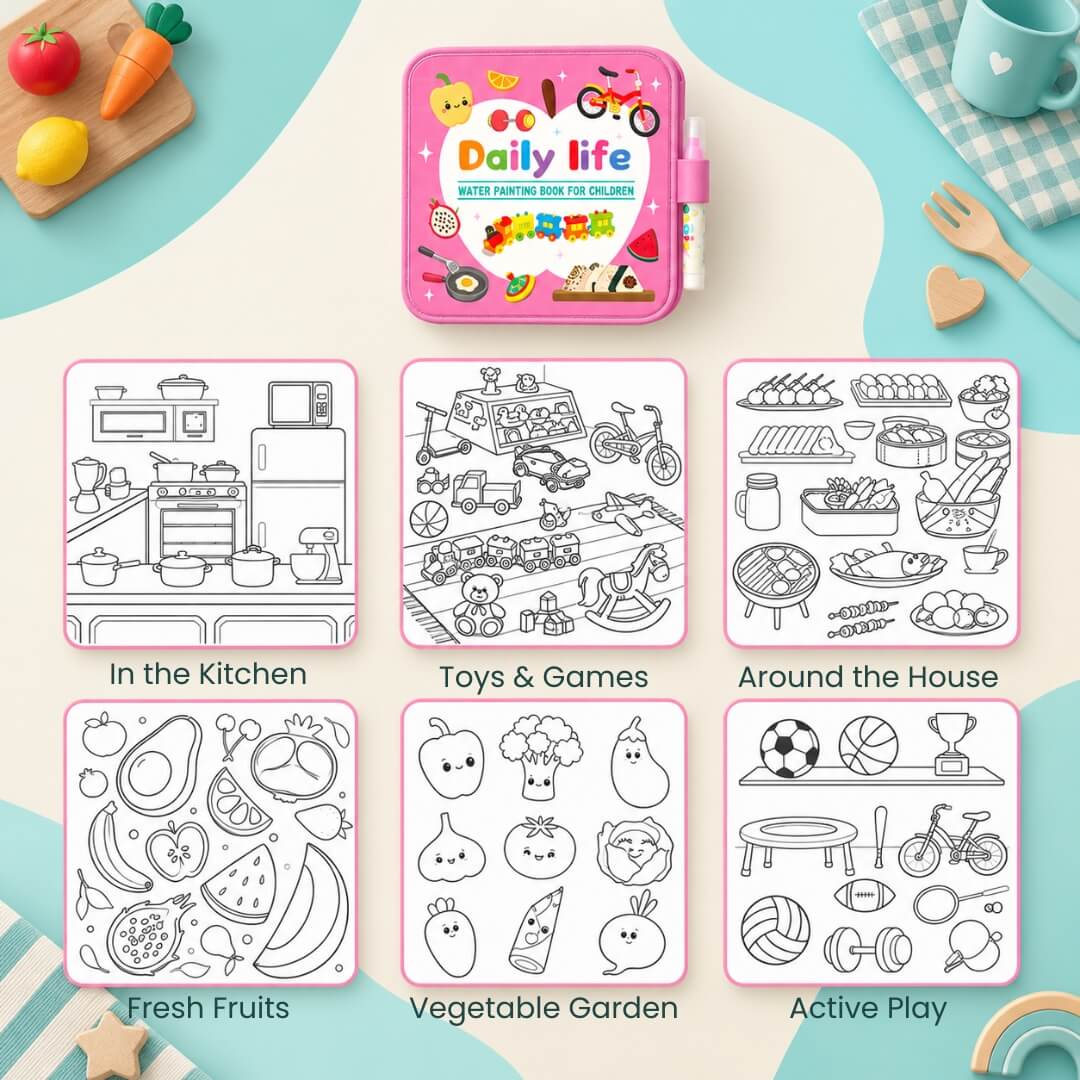 Libro De Agua Reutilizable Para Colorear - Niño Feliz