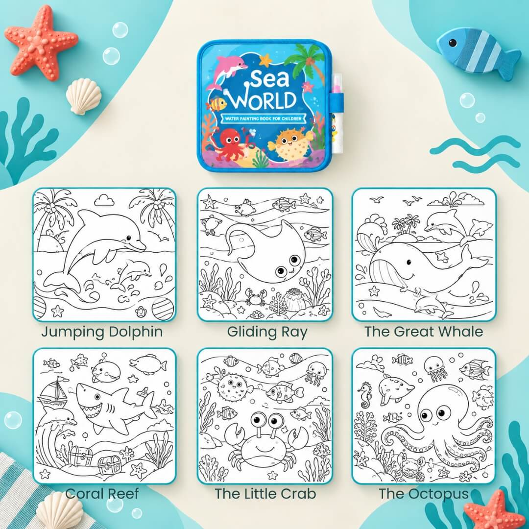 Libro De Agua Reutilizable Para Colorear - Niño Feliz