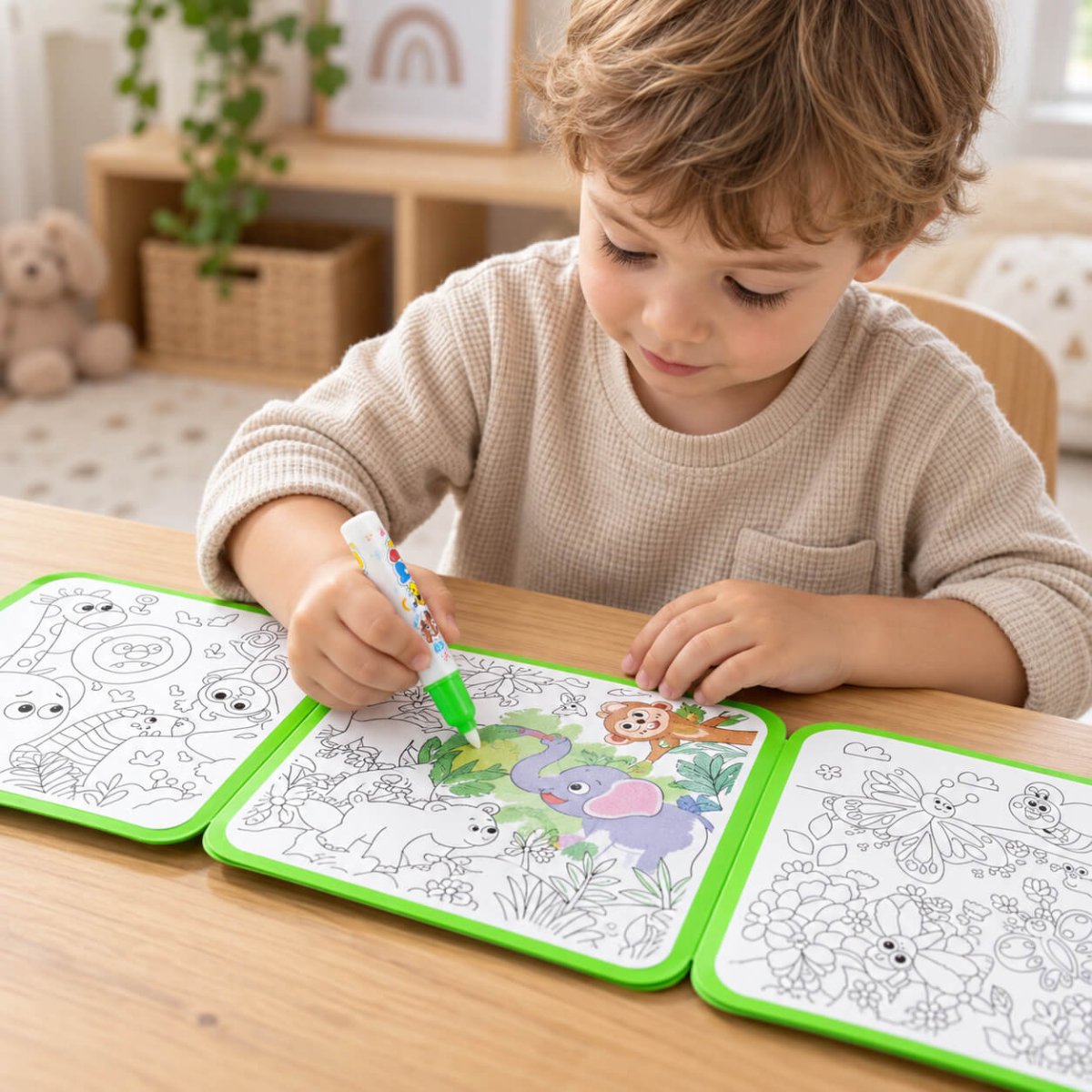 Libro De Agua Reutilizable Para Colorear - Niño Feliz