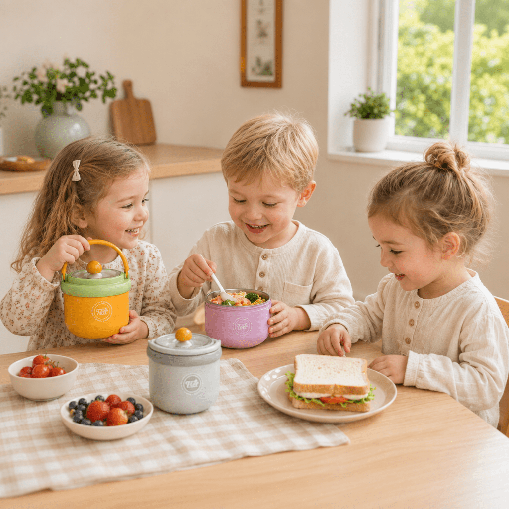 Lonchera Térmica De Acero Inoxidable Con Cuchara - Niño Feliz