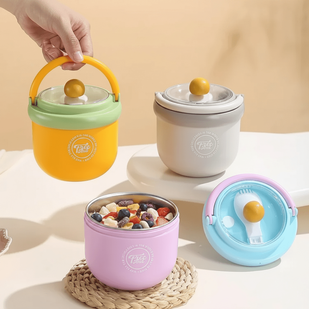 Lonchera Térmica De Acero Inoxidable Con Cuchara - Niño Feliz