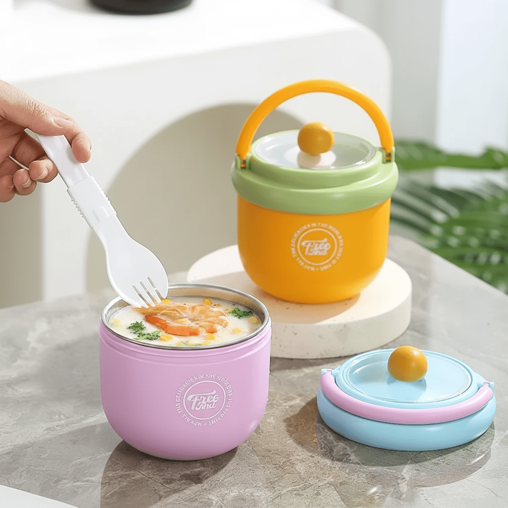 Lonchera Térmica De Acero Inoxidable Con Cuchara - Niño Feliz