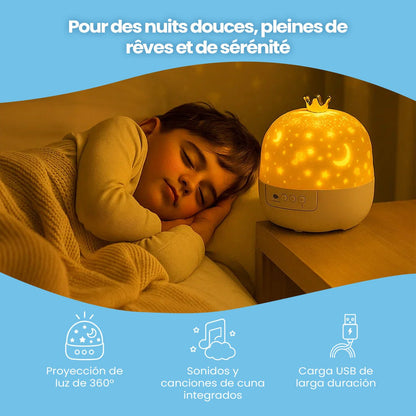 Luz Nocturna con Proyección de Cielo Estrellado - Niño Feliz